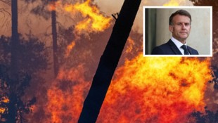 Emmanuel Macron spricht im Zusammenhang mit den Waldbränden in Frankreich von einer „äußerst ...