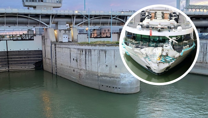Bei der Schleuse Freudenau krachte die „Anna Katharina“ mit voller Wucht gegen die Kaimauer und ...