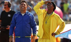 Ronaldo und Ronaldinho bei der WM-Finalfeier in den USA.