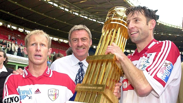 Als Trainer holte Schachner (Mitte) mit dem GAK den Cup-Titel