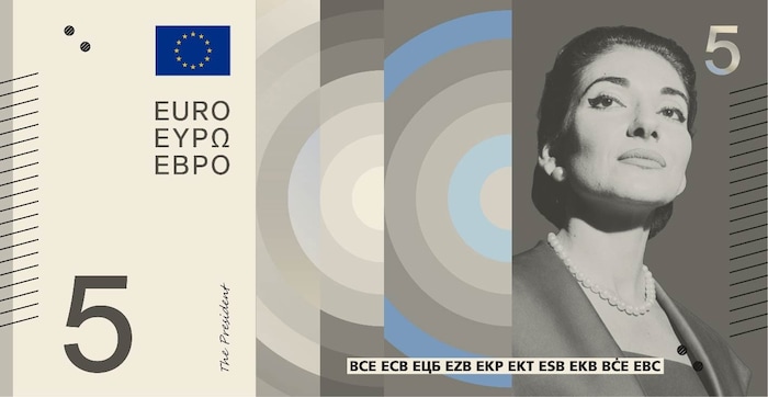 5-Euro-Schein: Maria Callas (griechische Opernsängerin)