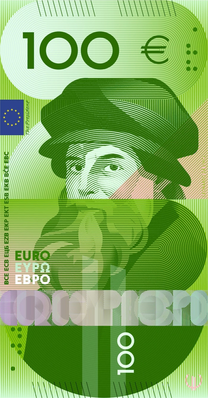 100-Euro-Schein: Leonardo da Vinci (italienischer Maler, Bildhauer und Universalgelehrter)