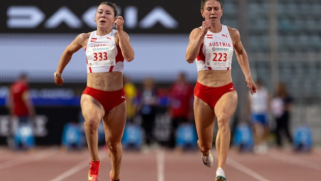 Isabel Posch (l.) und Magdalena Lindner kämpfen heute um den 100 Meter-Titel.