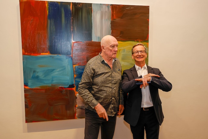 Sean Scully (li.) scherzte mit Galerist Thaddaeus Ropac