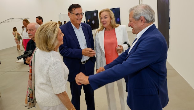 Eva Spängler, Hans Mahr, Kristina Hammer und Heinrich Spängler im Gespräch (v.l.n.r.)
