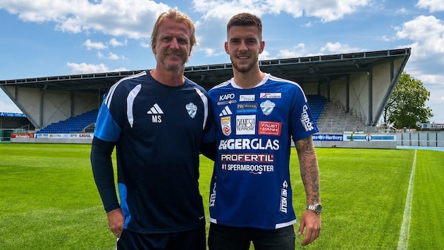 TSV-Trainer Markus Schopp mit Oliver Lukic