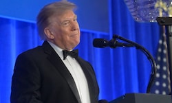 Donald Trump bei der Rede während des Gala-Dinners, das im April wegen eines Attentats ...