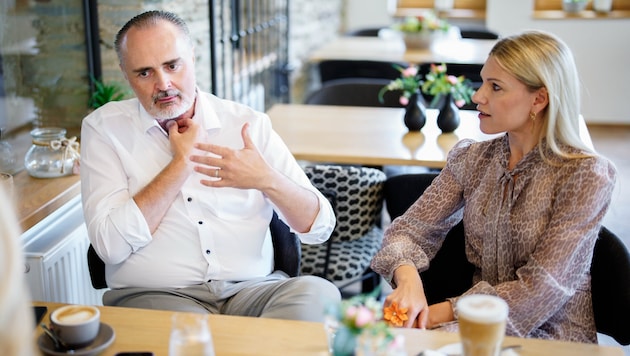 Hans Peter Doskozil during a joint interview with his wife Julia at Schlaining Castle