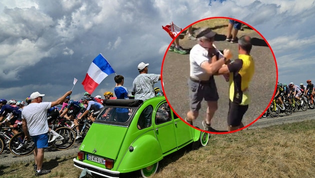 Fans prügelten sich bei der Tour de France auf der Strecke.