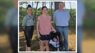 Kathi (23) mit James und ihren Anwälten Elisabeth Thaler und Manfred Arbacher-Stöger