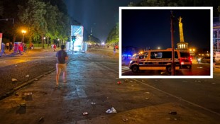 Der geräumte Platz vor der Siegessäule in Berlin, nachdem ein Transporter in die Menschenmenge ...