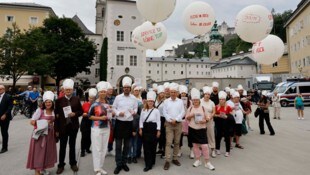 Die Demonstranten der Gewerkschaft Vida