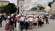 Die Demonstranten der Gewerkschaft Vida