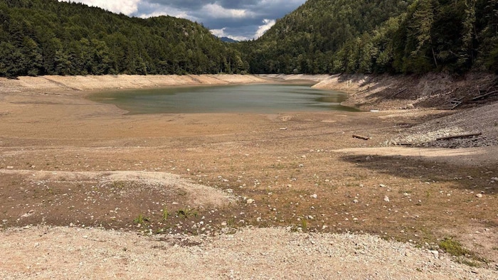 Lake Nussensee has almost completely dried up this year and is now revealing quite a few ...