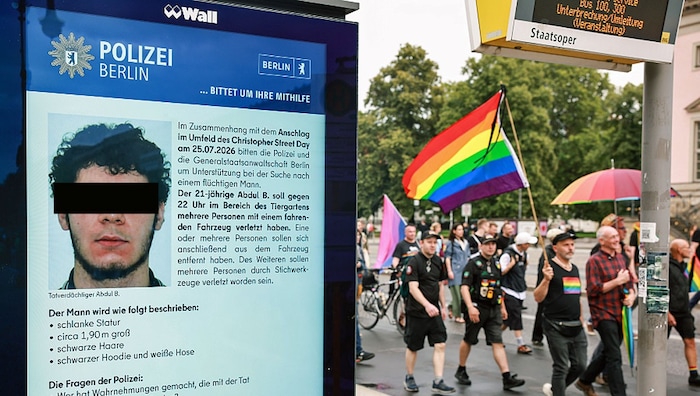 Trauermarsch vorbei an einem Fahndungsbild des Berliner Attentäters Abdul B.