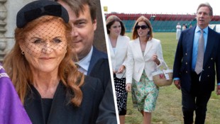 Sarah Ferguson und Paddy McNally (r. im Bild mit den Prinzessinnen Eugenie und Beatrice) verband ...