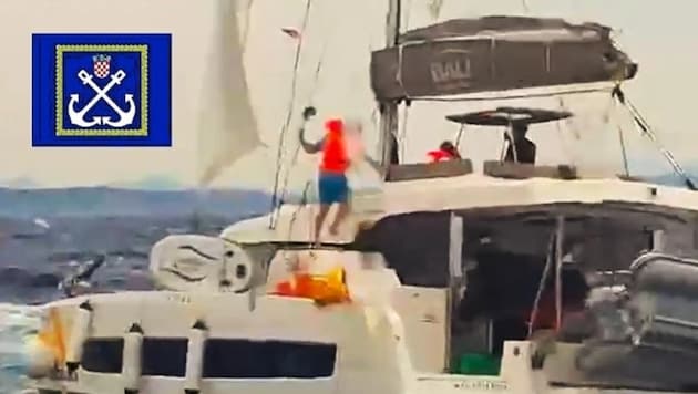 Die kroatischen Einsatzkräfte dokumentierten die Rettungsaktion unter schwierigen ...