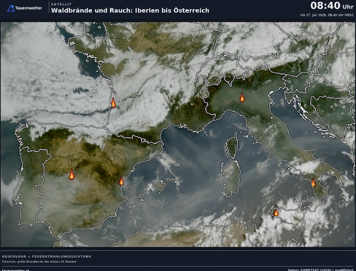 Zahlreiche Waldbrände in Europa sorgen auch in Österreich für Rauchschwaden.