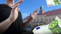 Er schreit um Hilfe, zieht die Aufmerksamkeit der Passanten auf sich und fordert anschließend ...