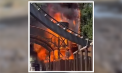 Eine Holzkonstruktion im beliebten italienischen Freizeitpark Gardaland hat Feuer gefangen.