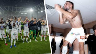Sturm Graz feierte nach der Partie mit den Fans und in der Kabine. 