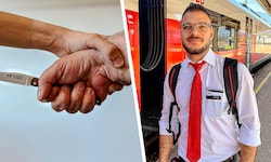 ÖBB-Begleiter Hussein Al Tamro (re.)  bewahrte bei einer Messerattacke im Cityjet kühlen Kopf.