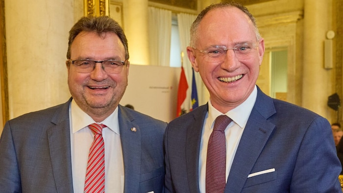 Innenminister Gerhard Karner richtete im Vorjahr auch ein Geburtstagsfest für Karl Schlögl (li.) ...