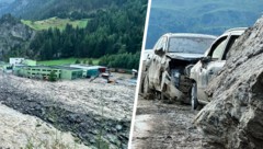 Das Unwetter sorgte für eine Spur der Verwüstung. Links das Klärwerk in Sölden. Rechts ...