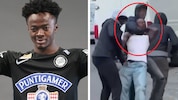 Mohammed Fuseini – links in der Saison 2022/23 im Dress des SK Sturm Graz und rechts als Opfer ...