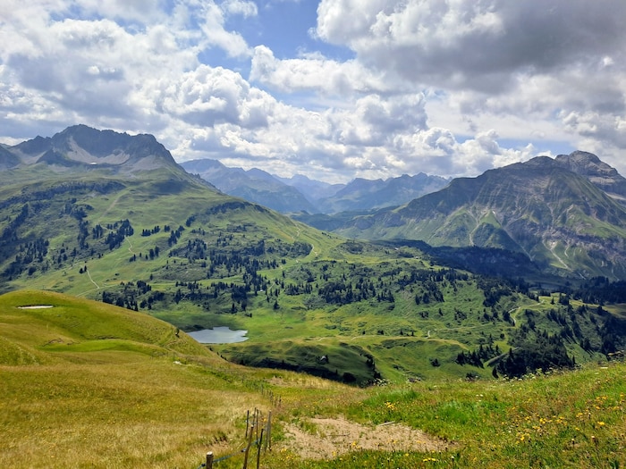 Blick in Richtung Hochkrumbach und den Kalbelesee. Die ausgedehnten Alpweiden bieten zahlreichen ...