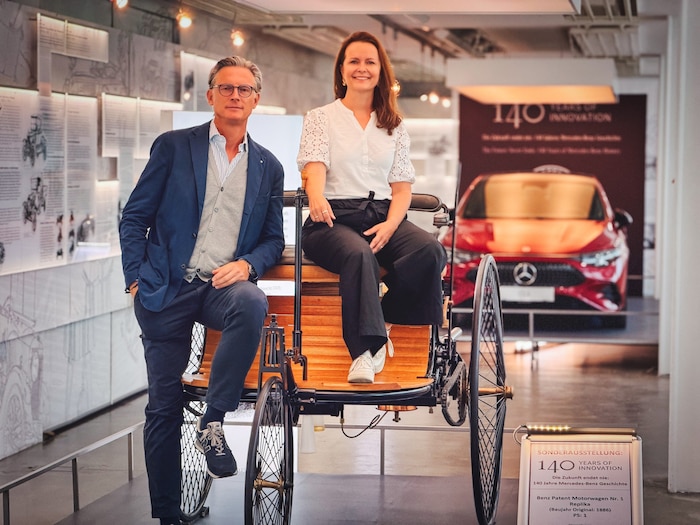 Auch eine Replika des Patent-Motorwagens von Carl Benz ist ausgestellt.