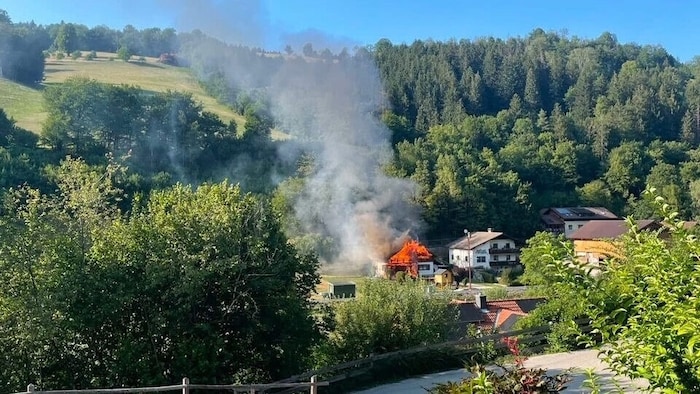 Zwei Feuerwehrmänner erlitten einen Kreislaufkollaps bei dem Löschvorgang.