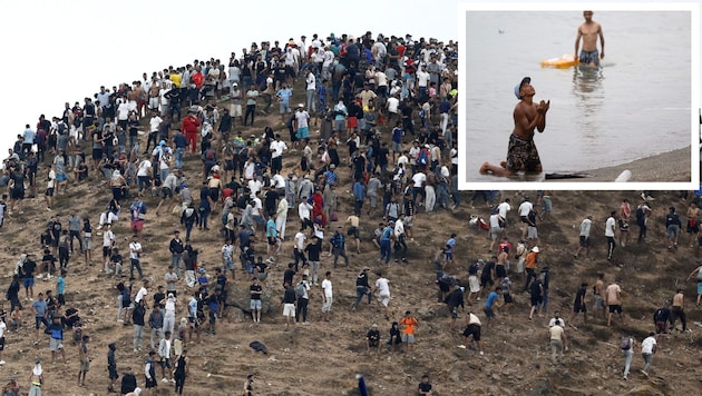 Fast 60.000 Migranten haben binnen 24 Stunden die spanische Exklave Ceuta überrannt und bei den ...