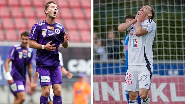 Austrias Ex-Spieler Schmerböck (li.), Wolfsbergs ehemaliger Stürmer Gattermayer (re.).