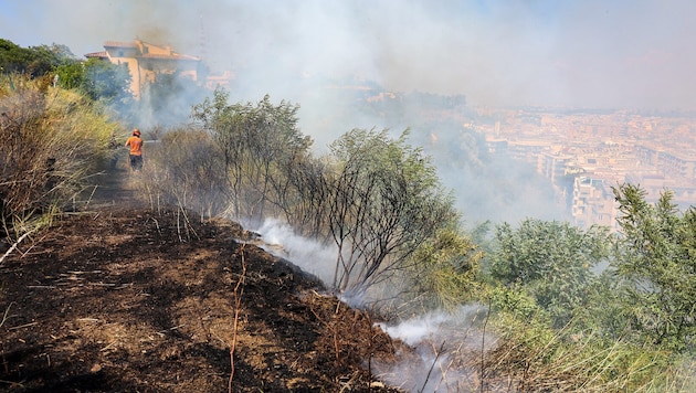Italiens Feuerwehrleute bekämpfen weiter schwere Waldbrände (Bild). Auch in Griechenland und in ...