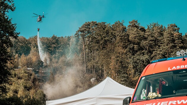 19 Feuerwehren, zahlreiche Landwirte und ein Polizeihubschrauber halfen zusammen, um die Flammen ...
