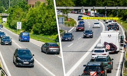Klassischer Hotspot: die B179 Fernpassstraße. Blockabfertigung gab es vor dem Lermooser Tunnel.