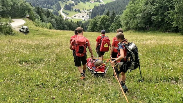 Die freiwilligen Helfer bei einem Einsatz in Lackenhof am Ötscher.