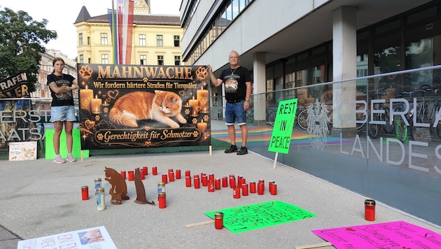 Um für härtere Strafen bei Tierquälerei einzustehen, wurde in Innsbruck zur Mahnwache ...