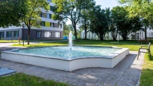 Der Brunnen im Trauner Schlosspark wird nun bis auf Weiteres trocken gelegt.