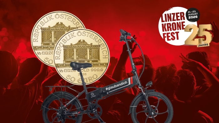 2x Goldmünzen und 1x E-Klapprad von der Sparkasse Oberösterreich