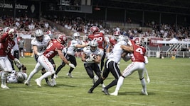 Raiders Running Back Lukas Haslwanter (Nr. 24) machte in Prag vier Touchdowns.
