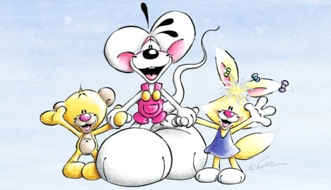 Diddl mit seinen Freunden Teddybär Pimboli und Häschen Mimihopps