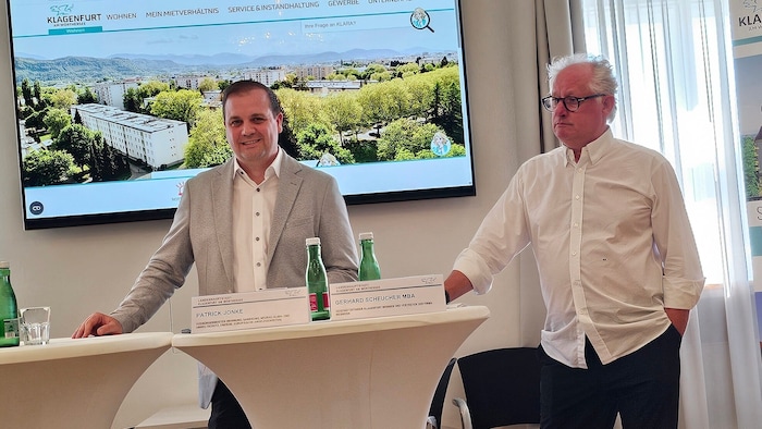 Wohnungsreferent Patrick Jonke und Geschäftsführer Gerhard Scheucher.