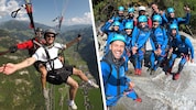 Influencer Max Schulz genoss seinen Flug über das Zillertal (links), ein Gruppenfoto beim ...