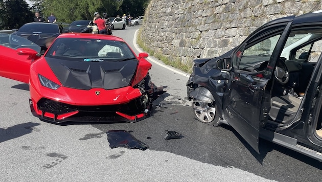 Der Lamborhini Huracan wurde auf der Fahrerseite massiv beschädigt.