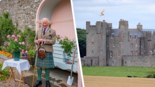Sommerurlaub mit Schaufel: König Charles pflanzte auf dem Gelände des Castle of Mey Rosen, die ...