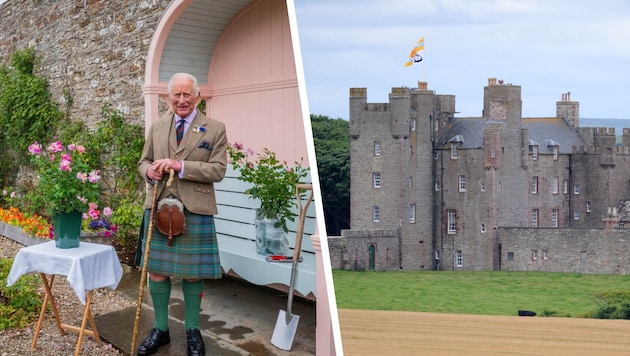 Sommerurlaub mit Schaufel: König Charles pflanzte auf dem Gelände des Castle of Mey Rosen, die ...