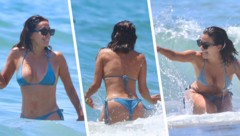 Eva Longoria trotzte im sexy Zweiteiler der Hitze und genoss ein erfrischendes Bad im Meer vor ...