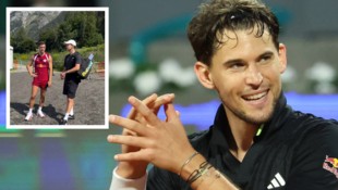 Dominic Thiem stattete der Mannschaft von RB Leipzig einen Besuch ab.